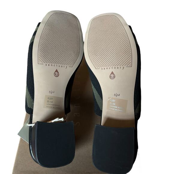 Sanctuary Rally Block Heel Slip-On Sandals Black Sage Green Size 8.5 M Comfort - Picture 5 of 7